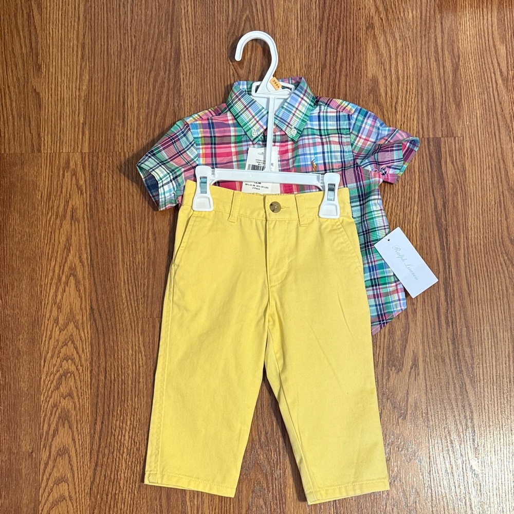 Ralph Lauren Multicolor Plaid Shirt with Yellow Accent